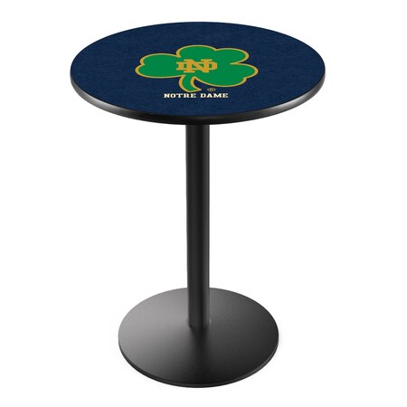 Holland Bar Stool Co 36" Blk Wrinkle Notre Dame Shamrock Pub Table, 36" dia. Top L214B3636ND-Shm
